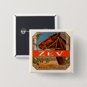 Vintage Cigar Label, Zev Race Horses Brown Colt 15 Cm Square Badge