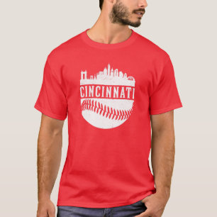 Vintage Cincinnati Baseball Skyline Retro Red Gift T-Shirt