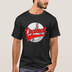 Vintage Cincinnati Cityscape Baseball  Men Women K T-Shirt