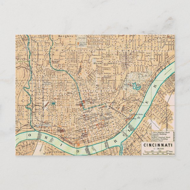 Vintage Cincinnati Map Postcard (Front)