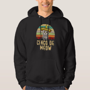 Vintage Cinco De Meow Mexico Mayo Cats Cinco De Ma Hoodie