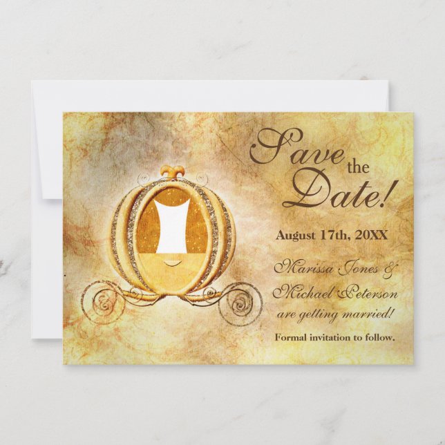 Vintage Cinderella Carriage Save the Date Card (Front)