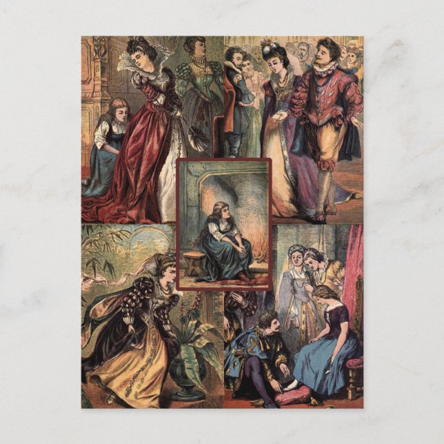 Vintage Cinderella Christmas Montage Holiday Postcard (Front)