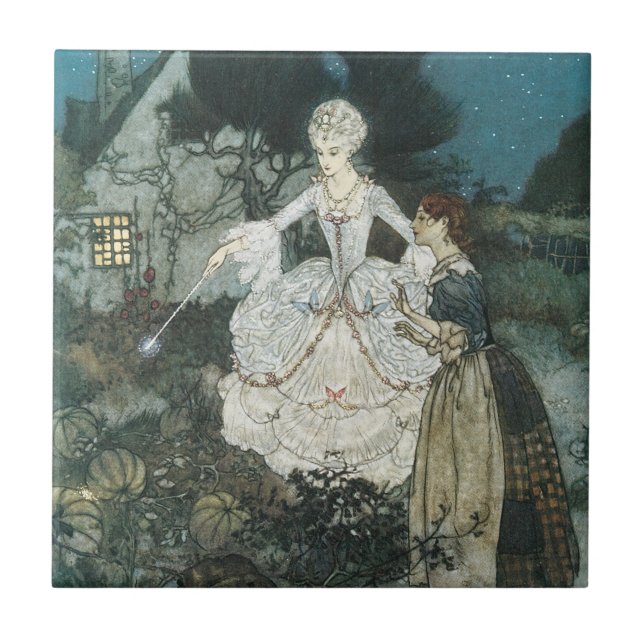 Vintage Cinderella Fairy Godmother by Edmund Dulac Tile (Front)