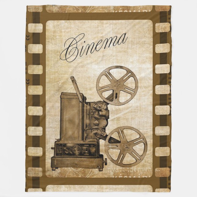 Vintage Cinema Fleece Blanket (Front)