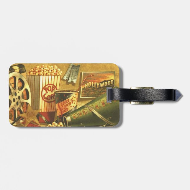 Vintage Cinema Luggage Tag With Strap (Back Horizontal)