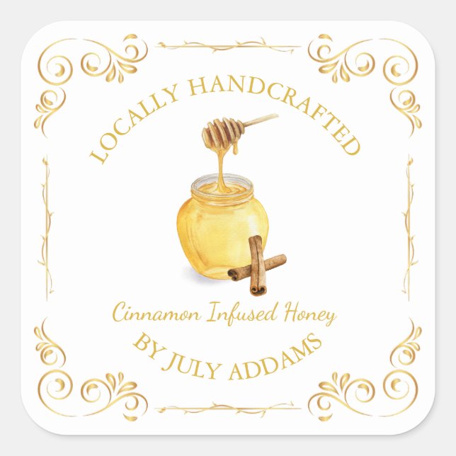 Vintage Cinnamon Infused Honey Square Label (Front)
