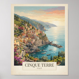 Vintage Cinque Terre Italy Travel Poster | Italian