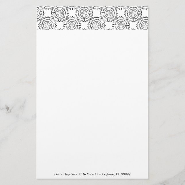 Vintage Circle Pattern Personalised Stationery (Front)