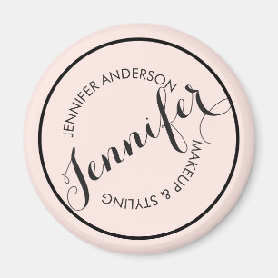 Vintage Circle Stamp Logo Makeup and Beauty Pink Magnet