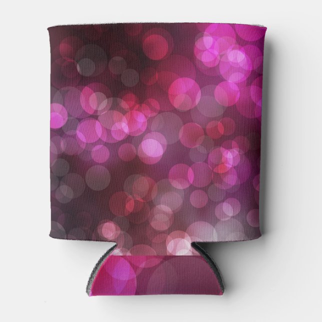 Vintage circles: dark pink, blue. can cooler (Front)