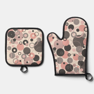 Vintage Circles Oven Mitt & Pot Holder Set