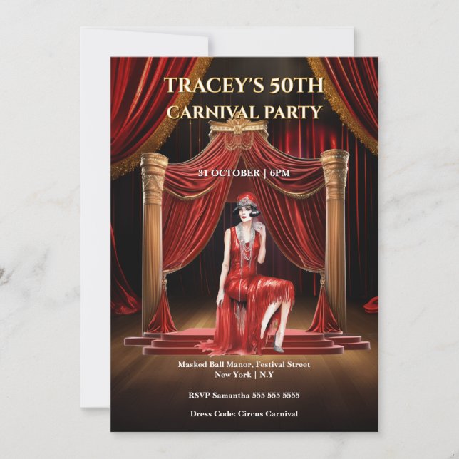 Vintage Circus 50th Birthday Invitation (Front)