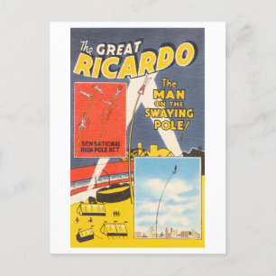 Vintage Circus Advertisement: High Pole Act Postcard