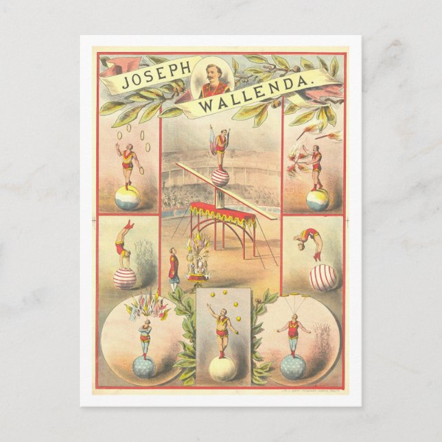 Vintage Circus Advertising: Joseph Wallenda Postcard (Front)