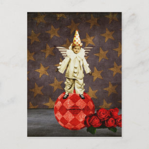 Vintage Circus Angel Clown Postcard