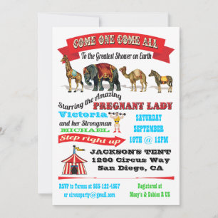 Vintage Circus Animals Baby Shower Invitations