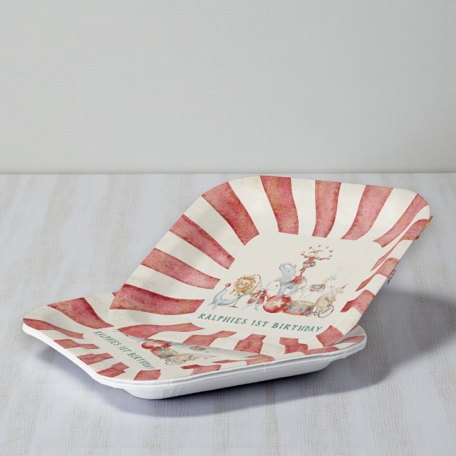 Vintage Circus Animals Birthday Paper Plates (Creator Uploaded)
