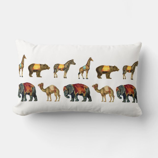 Vintage Circus Animals on Parade Pillow (Front)
