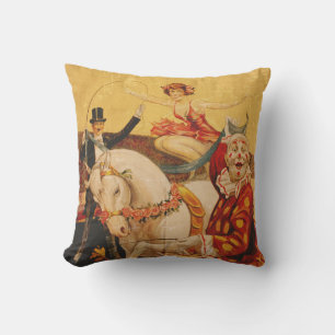 Vintage Circus Art Throw Pillow