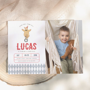 Vintage Circus Bear Photo Boy Birthday Party Invitation
