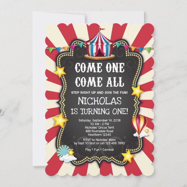 Vintage Circus Birthday Invitation (Front)
