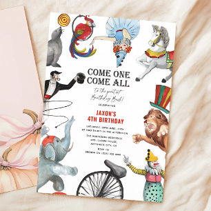 Vintage Circus Birthday Kids Carnival Invitation