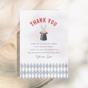 Vintage Circus Bunny Boy Birthday Party Thank You Card