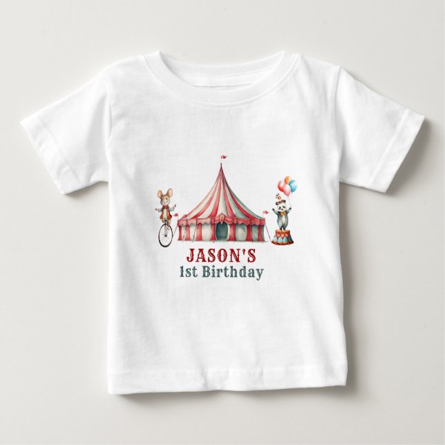 Vintage Circus Carnival Birthday Baby T-Shirt (Front)