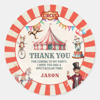 Vintage Circus Carnival Birthday  Classic Round Sticker