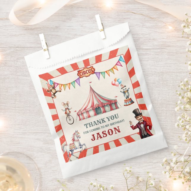 Vintage Circus Carnival Birthday favour bag (Clipped)