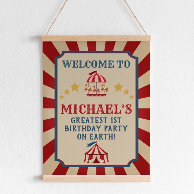 Vintage Circus Carnival Birthday Welcome Sign (Creator Uploaded)