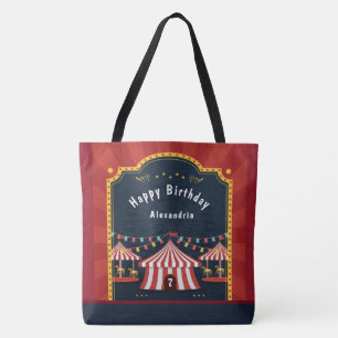 Vintage Circus Carnival Happy Birthday Tote Bag