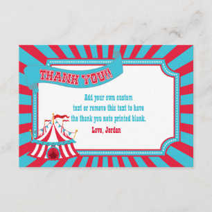 Vintage Circus, Carnival Tent Thank You Cards