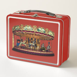 Vintage Circus Carousel  Metal Lunch Box