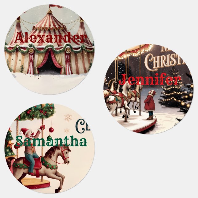 Vintage Circus Christmas Gift Tags (Group)