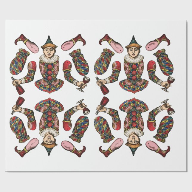 Vintage circus clown Jester boy paper doll art (Flat)