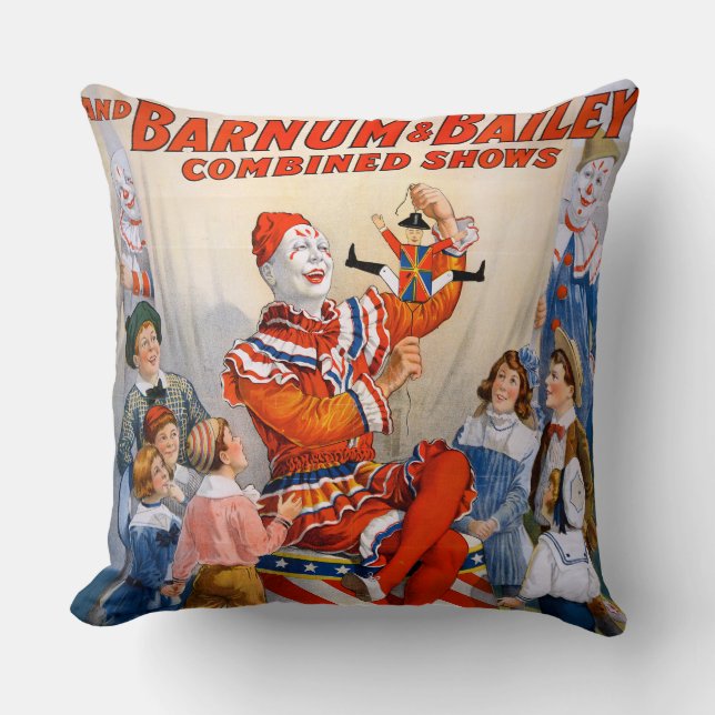 Vintage Circus Clown Show Cushion (Front)