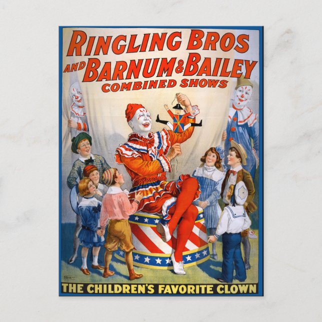Vintage Circus Clown Show Postcard (Front)