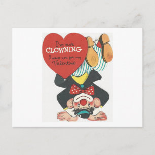 Vintage Circus Clown Valentine Holiday Postcard