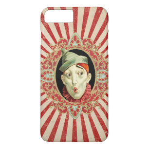 Vintage Circus Clown with Red Distressed Stripes iPhone 8 Plus/7 Plus Case