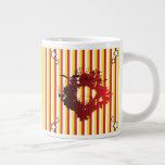 Vintage Circus Core Sunburst Stripes Large Coffee Mug<br><div class="desc">Bold primary red and yellow vertical stripes meet a distressed abstract sunburst center with scattered star accents and flying bird silhouettes. The weathered ink texture and rough edge graphic give it a vintage circus core, grunge maximalism, indie pop art vibe—an eclectic, alternative retro statement for your everyday routine.</div>