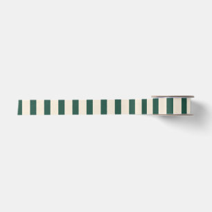 Vintage Circus Dark Green & Cream Vertical Stripes Satin Ribbon