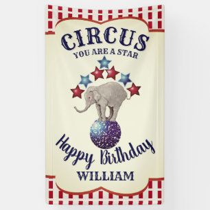 Vintage Circus Elephant Birthday Banner