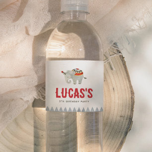 Vintage Circus Elephant Boy Birthday Water Bottle Label