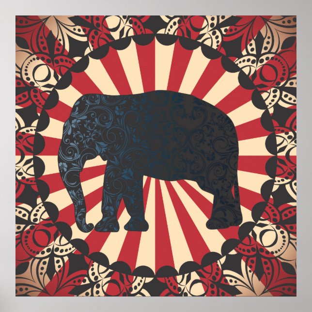 Vintage Circus Elephant Free Mandarin Circle Too Poster (Front)