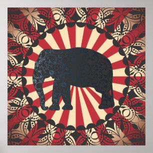 Vintage Circus Elephant Free Mandarin Poster
