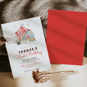 Vintage Circus First Birthday Party Invitation
