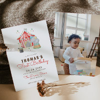 Vintage Circus First Birthday Party Invitation