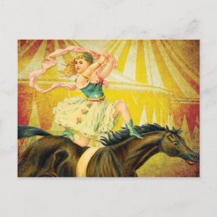 Vintage Circus Girl Acrobat on Horse Postcard